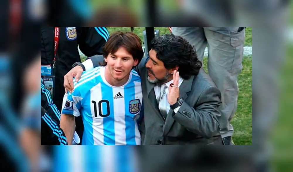 Maradona dirigió a Messi durante el Mundial Sudáfrica 2010. Créditos: AFP