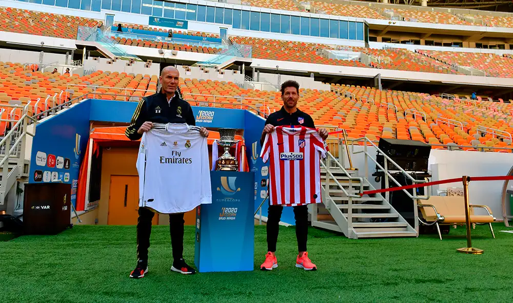 Real Madrid vs. Atlético Madrid se enfrentan EN VIVO ONLINE EN DIRECTO vía DirecTV Sports por la Final de la Supercopa de España desde el estadio ‘King Abdullah Sports City’ (Yeda, Arabia Saudita). Real Madrid vs. Atlético Madrid se enfrentan EN VIVO ONLINE EN DIRECTO vía DirecTV Sports por la Final de la Supercopa de España desde el estadio ‘King Abdullah Sports City’ (Yeda, Arabia Saudita).