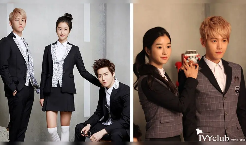 Seo Ye Ji y EXO para la marca de uniformes y ropa juvenil IVY CLUB. Foto: Naver