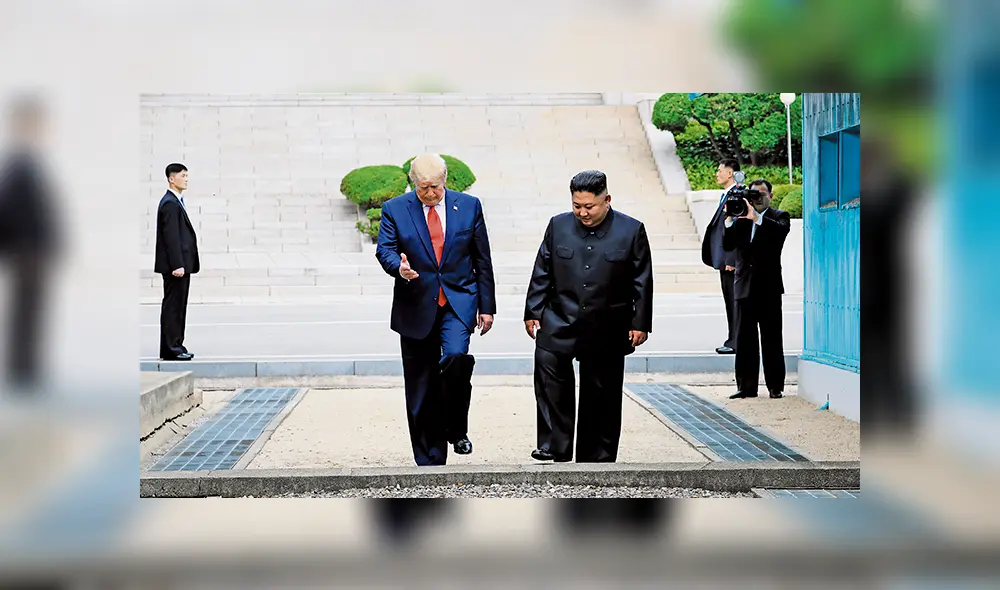 Encuentro. Hasta hace poco enemigos declarados, ahora Donald Trump y Kim Jong Un se reunieron en la frontera. El presidente norteamericano llegó a pisar suelo norcoreano. Encuentro. Hasta hace poco enemigos declarados, ahora Donald Trump y Kim Jong Un se reunieron en la frontera. El presidente norteamericano llegó a pisar suelo norcoreano.