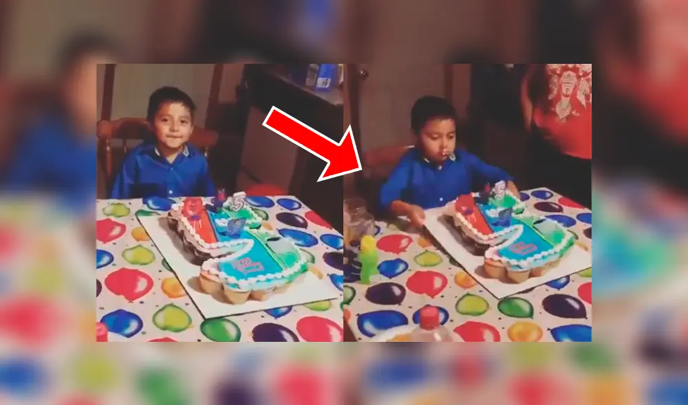 Una insólita escena muestra el momento exacto en el que un niño hace algo impensado con su torta de cumpleaños.
