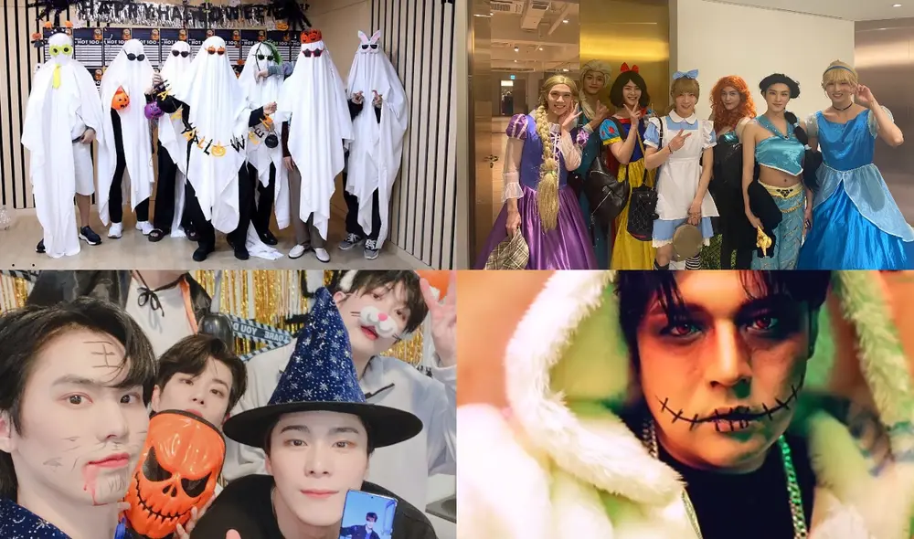 La celebración de los artistas K-pop por el Halloween 2020. Foto: Composición LR / Big Hit / SM