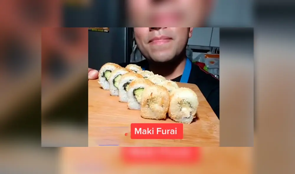 Desliza las imágenes para ver la sencilla preparación de estos makis furai. Fotocaptura: Reyan Romero/TikTok