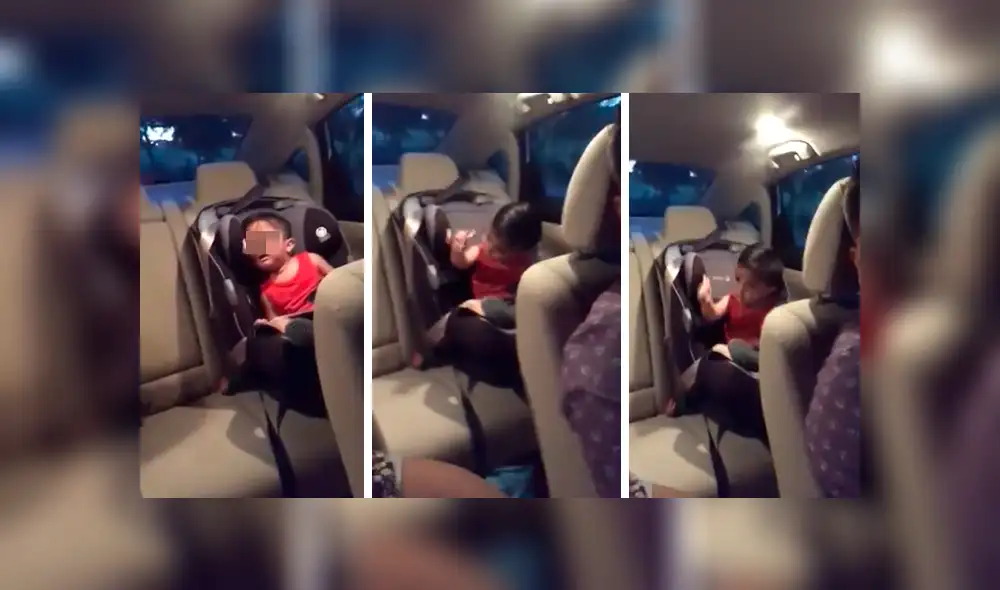 En YouTube, una pequeño estaba dormido en el vehículo de su mamá y despertó al escuchar su canción favorita.