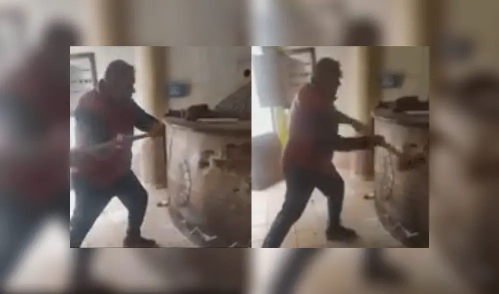 Gian Mario Fenu agarró una maza y demolió su local. Fuente: Facebook. Gian Mario Fenu agarró una maza y demolió su local. Fuente: Facebook.