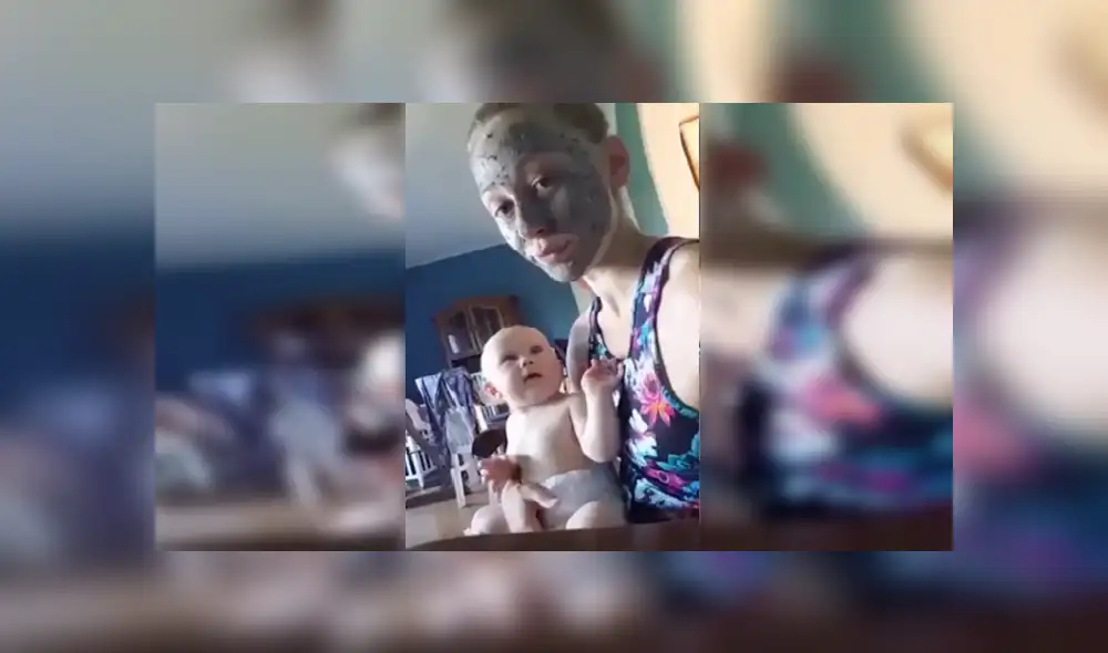 Facebook: bebé se llevó gran susto al ver a su madre con una mascarilla facial [VIDEO]
