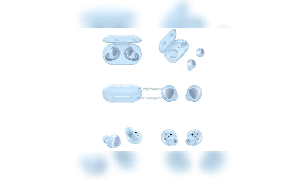 Los Samsung Galaxy Buds+ de color celeste.| Foto: MySmartPrice