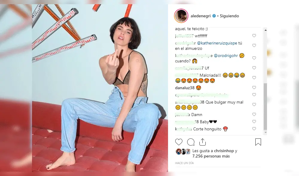 Alessandra Denegri es criticada por 'vulgar' gesto en  Instagram [FOTO]
