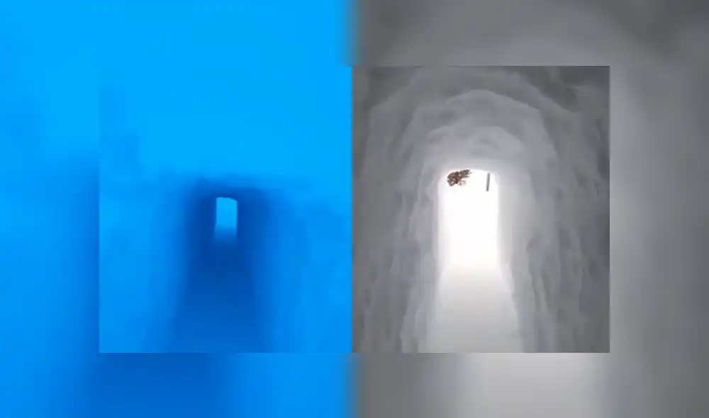 El instructor de esquí también puso luces al pasadizo para iluminarlo durante las noches. Foto: Captura/Clarín