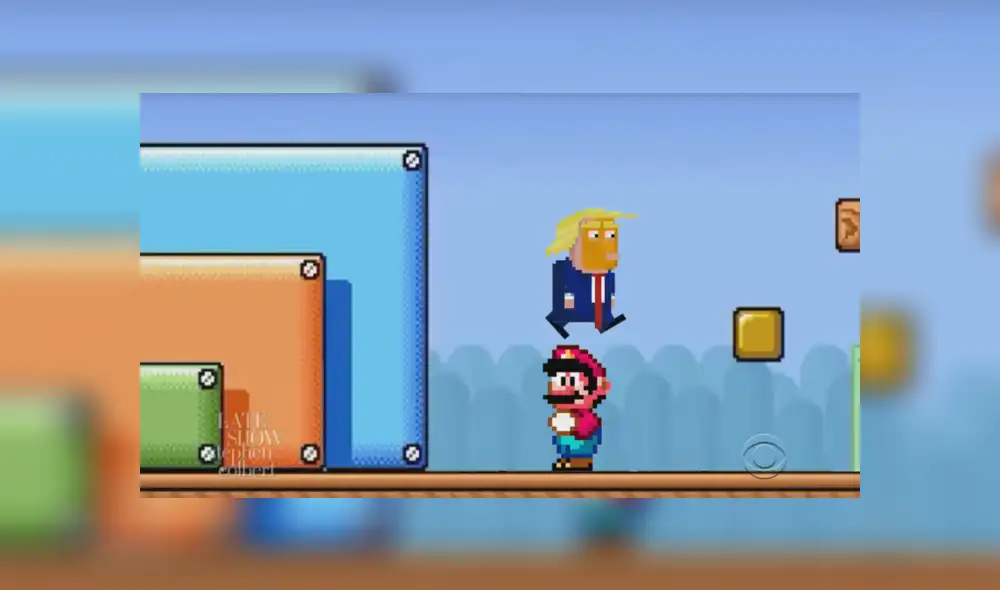 El cómico estadounidense Stephen Colbert presentó un video donde el mismo Mario Bros le envía un claro mensaje al presidente Donald Trump sobre los videojuegos. El cómico estadounidense Stephen Colbert presentó un video donde el mismo Mario Bros le envía un claro mensaje al presidente Donald Trump sobre los videojuegos.