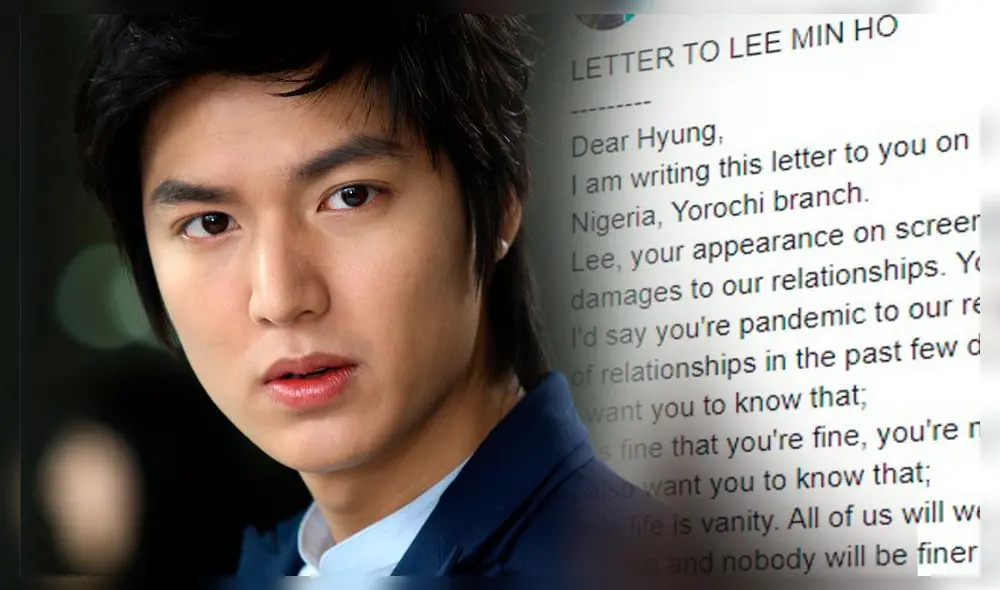 Un joven nigeriano publicó una carta a Lee Min Ho pidiendo que se aleje de las mujeres de su país. Crédito: fotocomposición