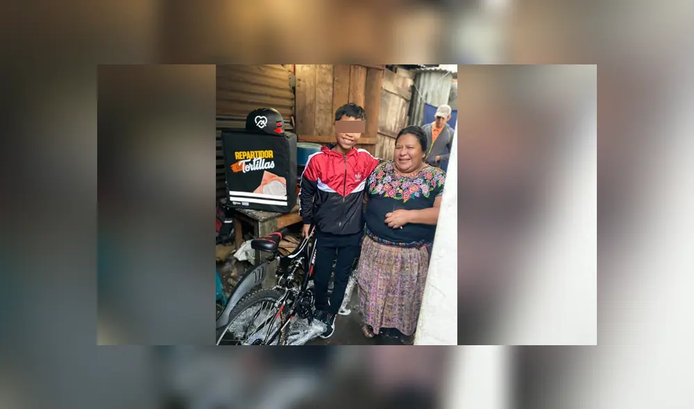 El niño recibió una bicicleta y una mochila para que pueda hacer más fácil su trabajo. Foto: Facebook El niño recibió una bicicleta y una mochila para que pueda hacer más fácil su trabajo. Foto: Facebook