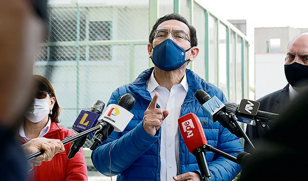 Labor. El mandatario declaró tras visitar el laboratorio donde se ensaya la vacuna. “Nosotros seguimos trabajando”, afirmó. (Foto: John Reyes)