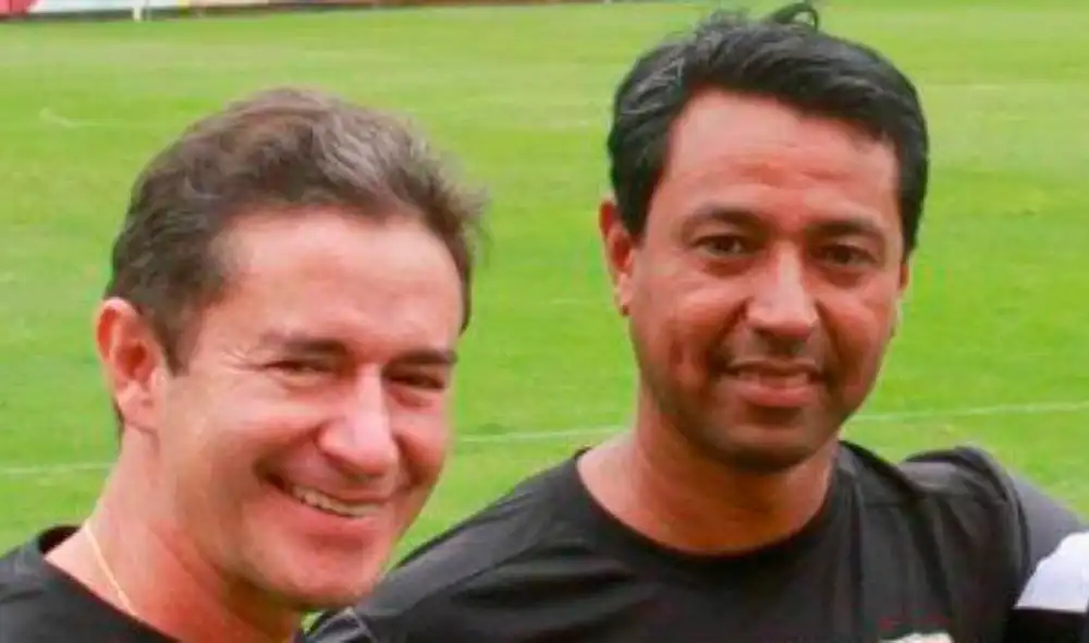 Nolberto Solano junto a Sergio Satín en la Videna.