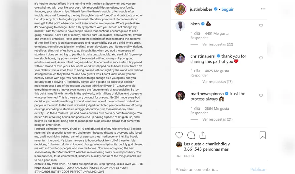 Justin Bieber confiesa que Hailey Baldwin salvó su vida llena de adicciones a drogas