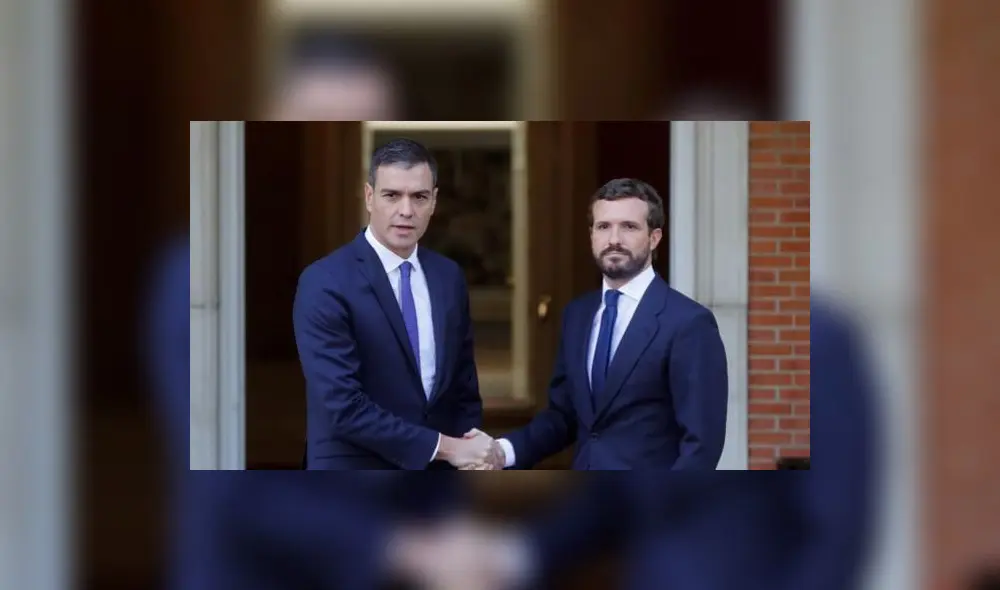 Pedro Sánchez y Pablo Casado sostendrán un encuentro mediante videoconferencia. Foto: ABC.