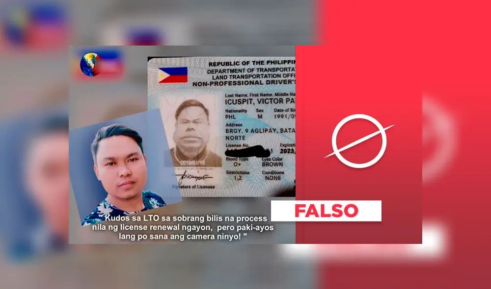 Foto viral de supuesta licencia de conducir de Filipinas