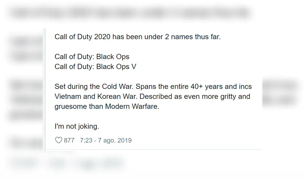 Y filtraciones del año pasado indicaban lo mismo tras el incidente de Sledgehammer que dejó a Treyarch en las manos del proyecto.