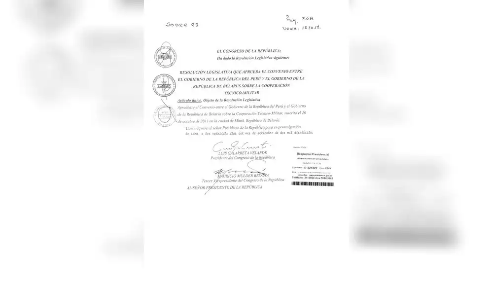 Congreso aprobó convenio militar con Bielorrusia, que estafó al Perú Congreso aprobó convenio militar con Bielorrusia, que estafó al Perú