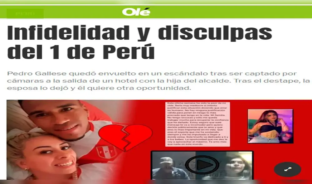 Pedro Gallese: prensa internacional informa de infidelidad de arquero Pedro Gallese: prensa internacional informa de infidelidad de arquero