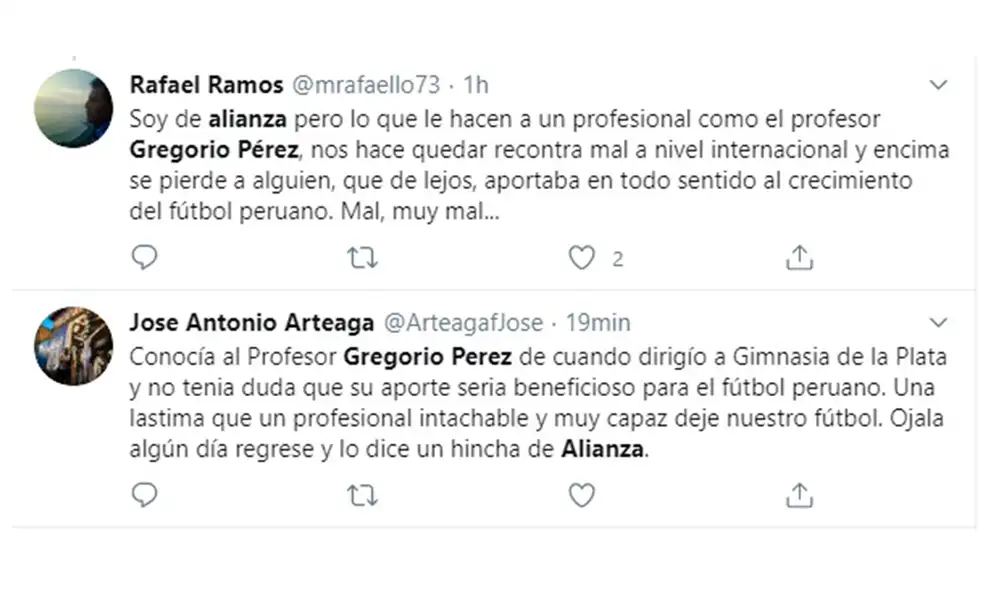 Hinchas de Alianza Lima muestra su lamento por la salida de Gregorio Pérez de Universitario. Foto: