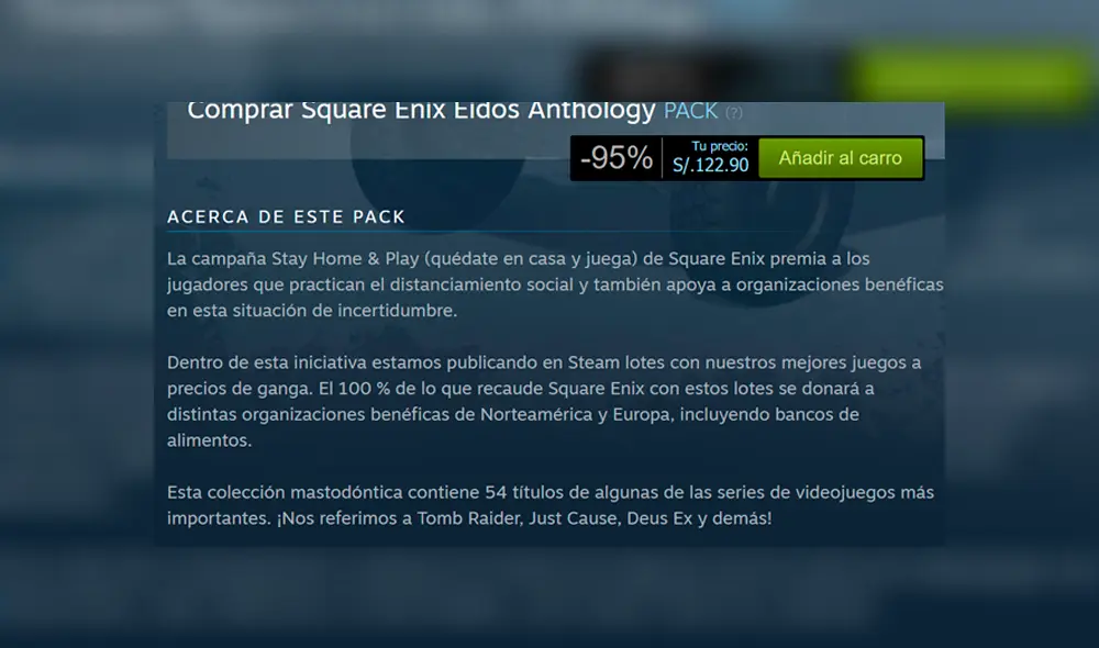 Todo lo recaudado será donado a organizaciones benéficas. Descubre la lista completa de videojuegos, y cómo comprarlos, en la nota.