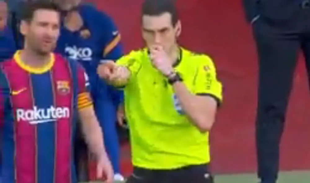Lionel Messi, capitán de Barcelona, se mostró incómodo con la decisión del VAR. Foto: captura ESPN Lionel Messi, capitán de Barcelona, se mostró incómodo con la decisión del VAR. Foto: captura ESPN