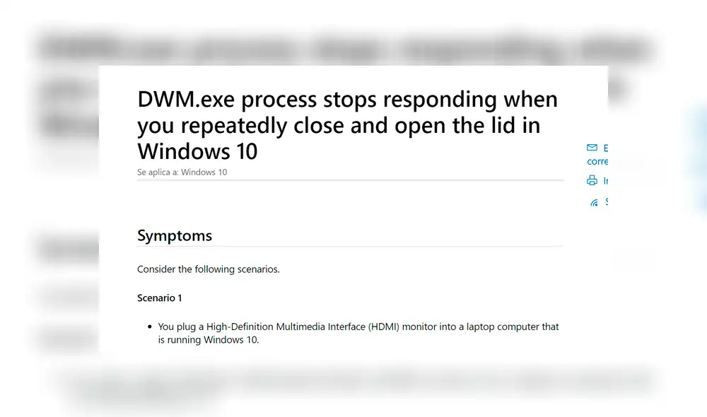 La página de soporte indicó los principales escenarios.