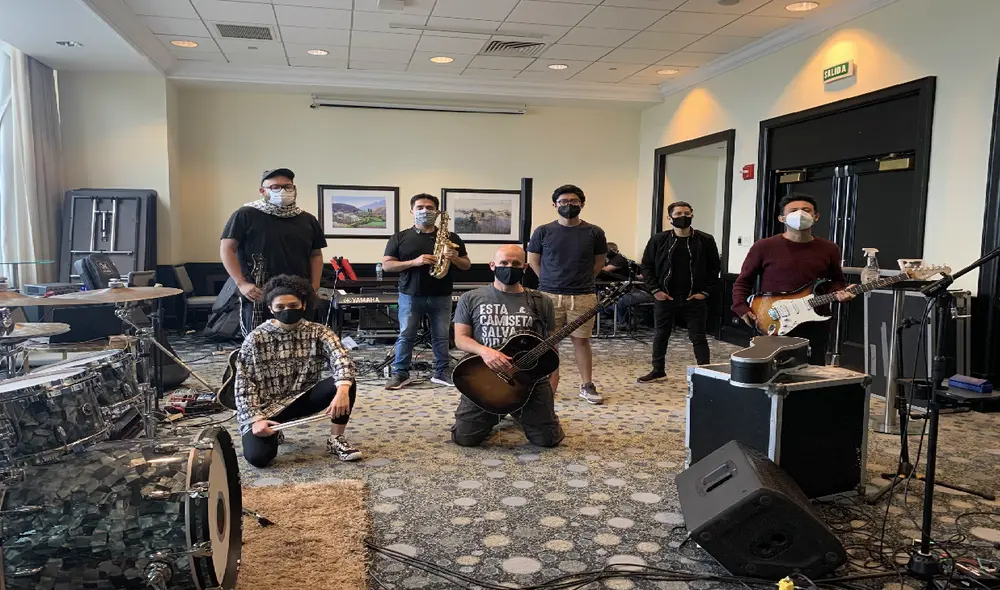 Gian Marco y su banda en ensayos desde el hotel Marriott (Foto: Difusión) Gian Marco y su banda en ensayos desde el hotel Marriott (Foto: Difusión)