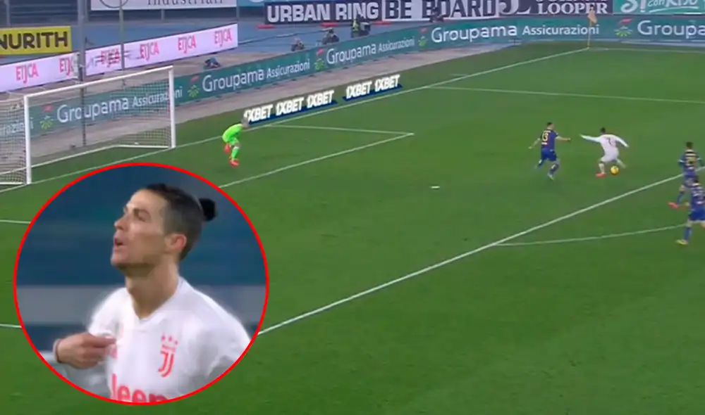 Cristiano Ronaldo puso adelante a la Juventus en el partido contra el Verona por la Serie A de Italia 2019-2020. | Foto: ESPN 2 Cristiano Ronaldo puso adelante a la Juventus en el partido contra el Verona por la Serie A de Italia 2019-2020. | Foto: ESPN 2