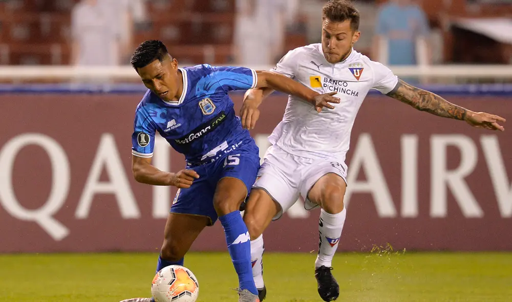 LDU venció sin problemas a Binacional en Quito y es el líder de la Copa Libertadores 2020. Foto: AFP