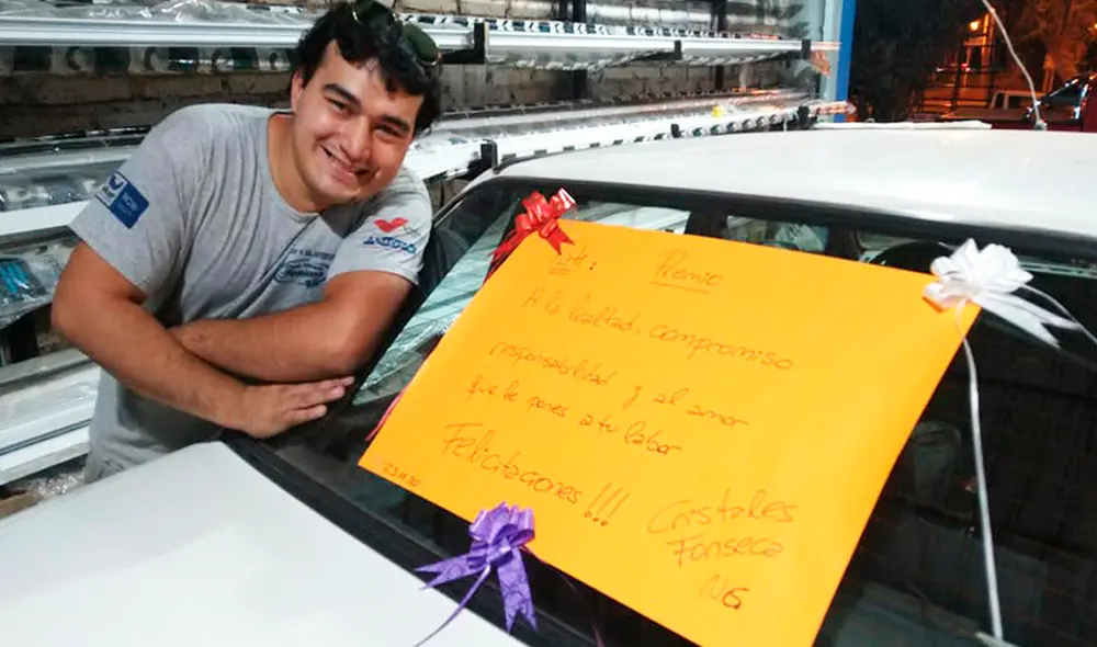 Desliza las imágenes para ver la cara de felicidad de ‘Fati’ al ver la sorpresa que le dio su jefe. Foto: Facebook
