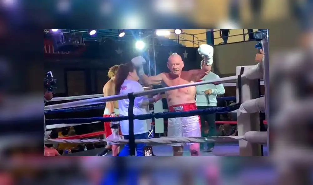 Albert Hughes Jr. regresó al box a sus 70 años para cumplir el sueño de su hijo y ganó por nocaut a un rival más joven. Foto: captura