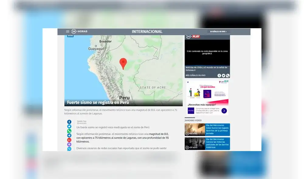Así informaron los medios del mundo sobre el fuerte sismo que sacudió Perú