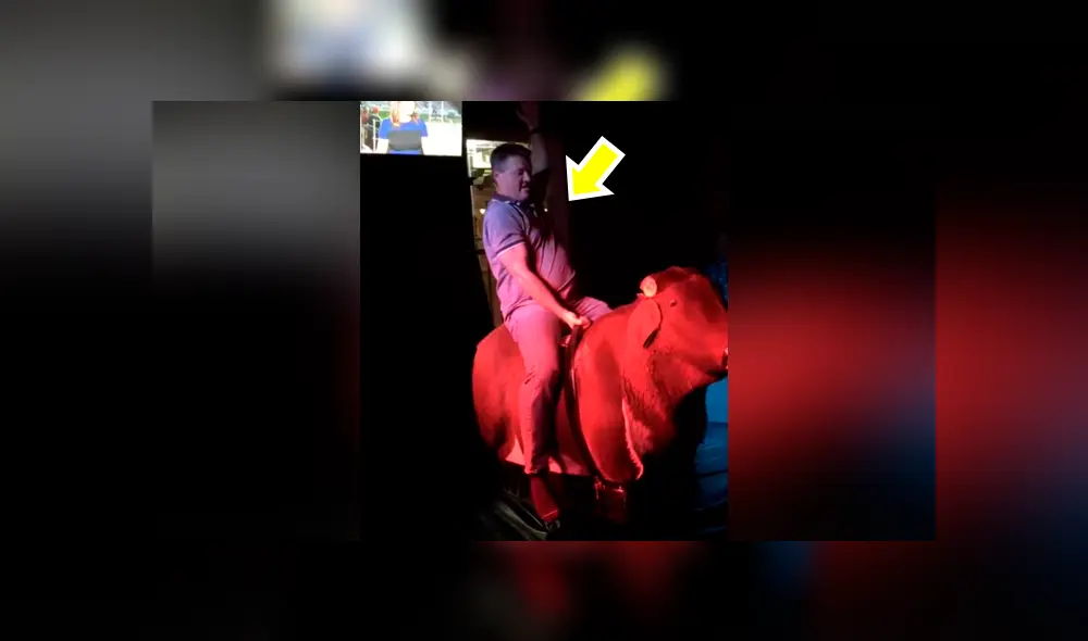 Facebook viral: hombre se sube a toro mecánico por primera vez y pasa vergüenza [VIDEO] 