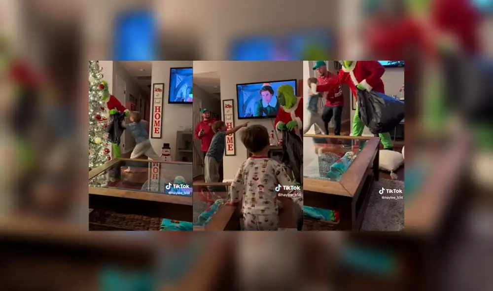 Esta fue la peculiar reacción de estos niños al ver al "grinch" en su casa. Foto: Composición LR Esta fue la peculiar reacción de estos niños al ver al "grinch" en su casa. Foto: Composición LR