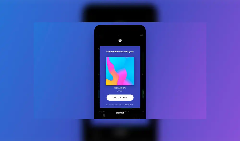 Nuevas recomendaciones patrocidas en Spotify.