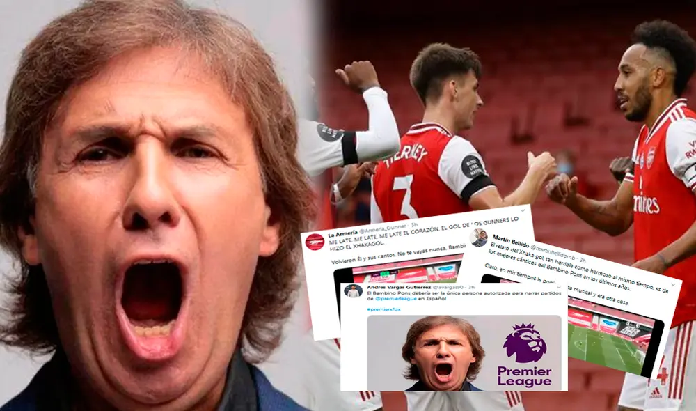 Bambino Pons es furor en las redes sociales tras relatar los goles del Arsenal cantando. (FOTO: Composición/La República). Bambino Pons es furor en las redes sociales tras relatar los goles del Arsenal cantando. (FOTO: Composición/La República).