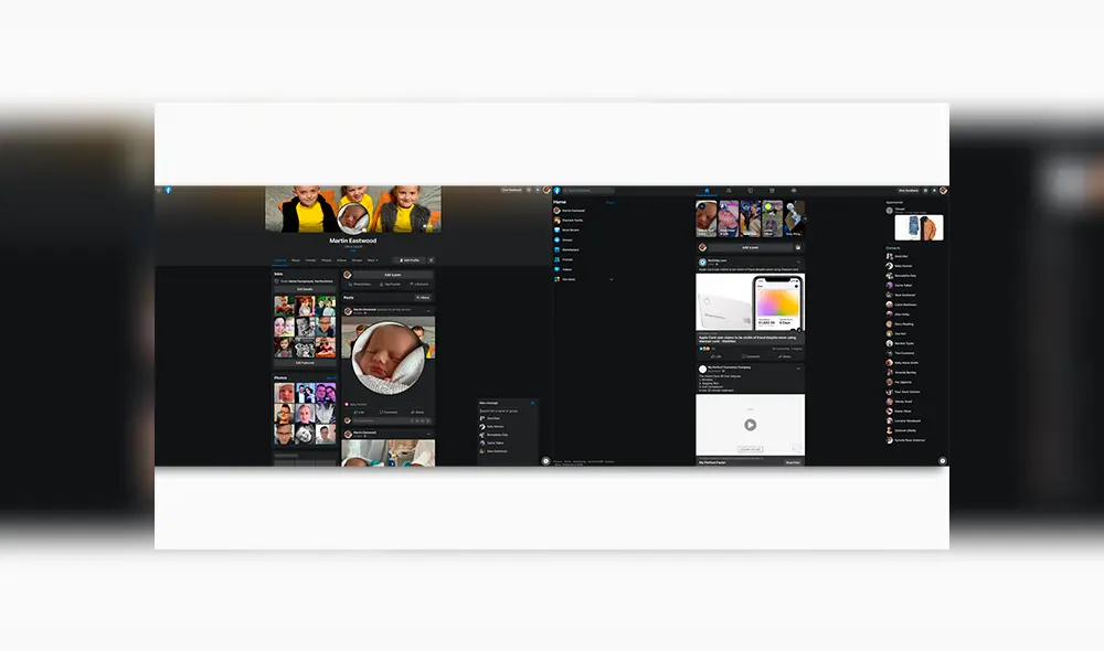 Modo Oscuro de Facebook.