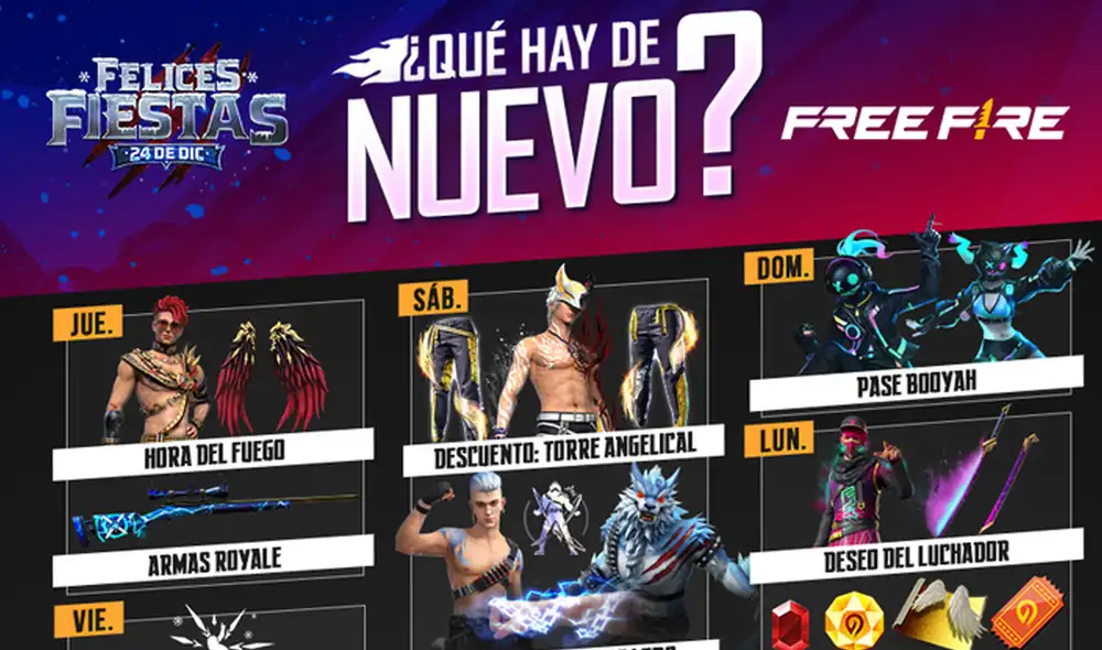 Todas las semanas, los creadores de Free Fire comparten esta agenda. Foto: Garena Todas las semanas, los creadores de Free Fire comparten esta agenda. Foto: Garena