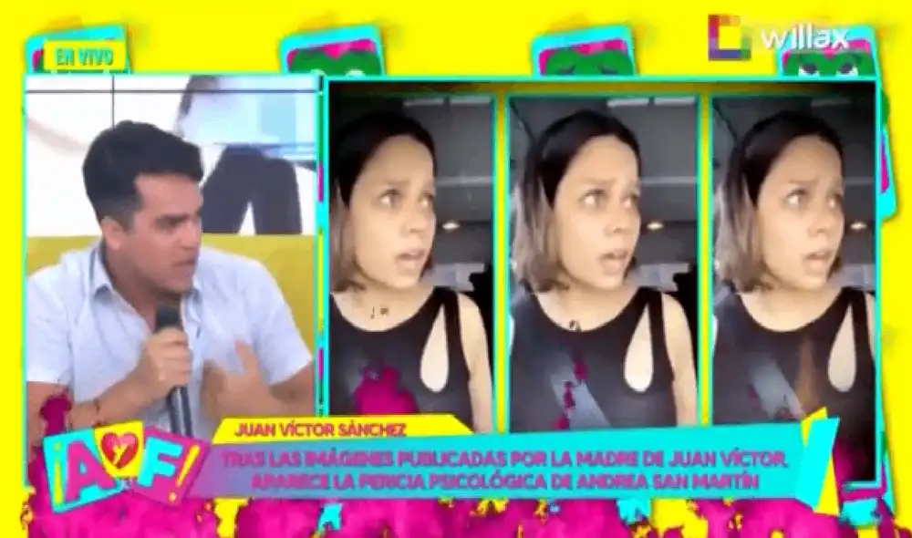 Juan Víctor Sánchez y Andrea San Martín siguen peleándose mediáticamente. Foto: Screenshot de Amor y fuego