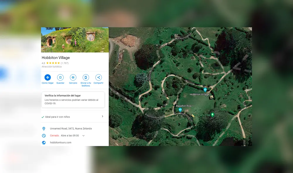 Desliza las imágenes para ver cómo luce realmente la Comarca que aparece en el Señor de los Anillos. Fotocapturas: Google Maps.