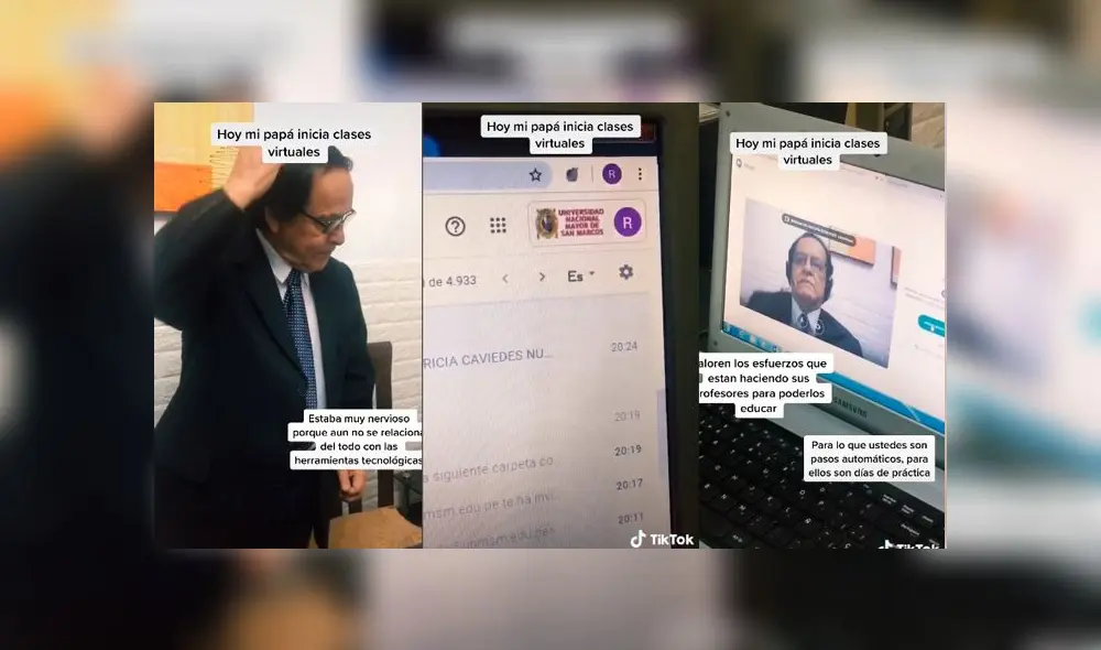 Desliza las imágenes para ver la ardua preparación que tuvo el docente sanmarquino para dar su primera charla virtual. Foto: Captura/TikTok