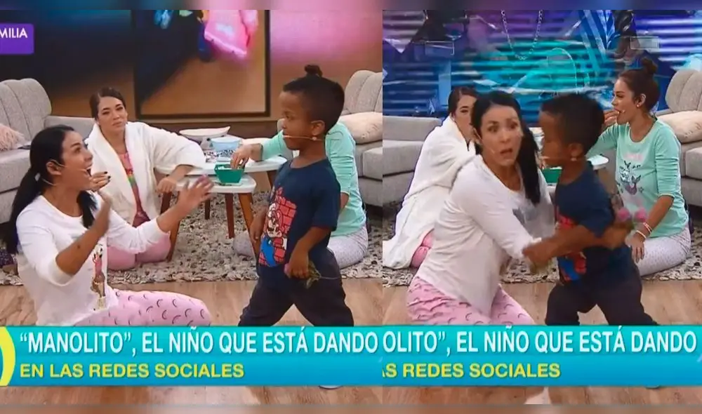 El pequeño ‘Manolito’ le robó un beso a Magdyel Ugaz en vivo [VIDEO]