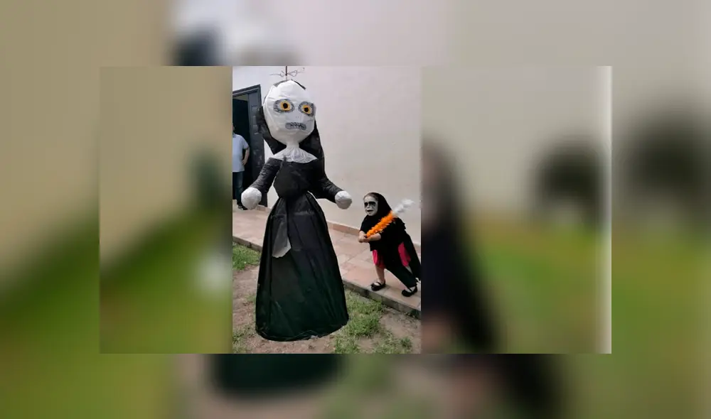 Facebook viral: Niña celebra su fiesta vestida  de 'La Monja' y causa furor en redes [VIDEO]