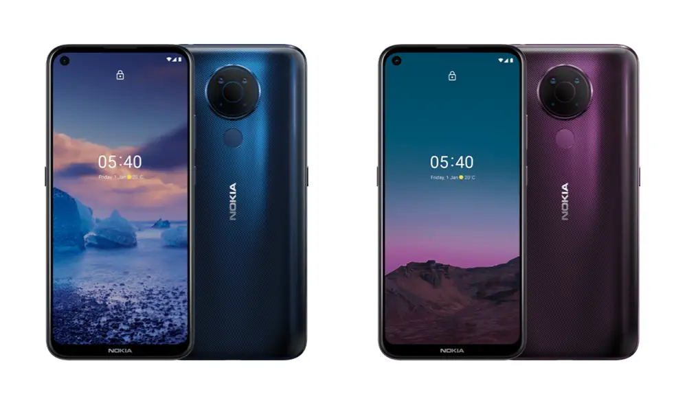 El teléfono está disponible en color Polar Night (azul) y Dusk (morado). Foto: HMD Global El teléfono está disponible en color Polar Night (azul) y Dusk (morado). Foto: HMD Global