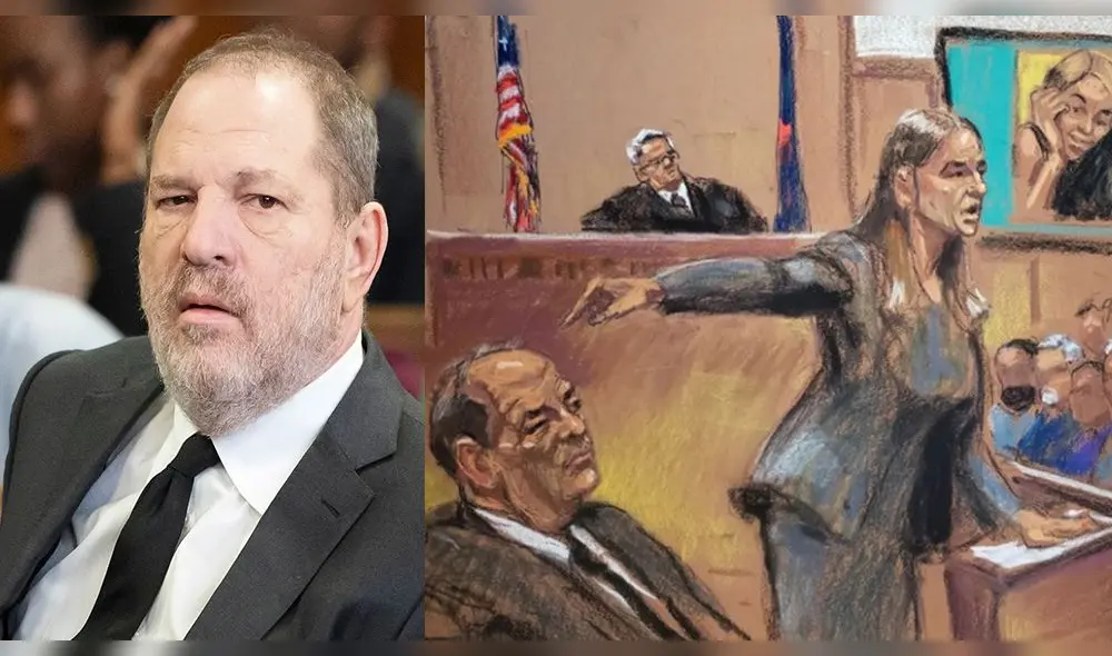 Harvey Weinstein y dibujos de su juicio