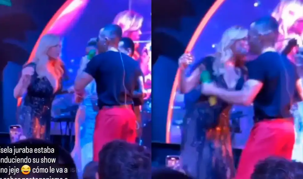 Gisela Valcárcel se sube al escenario en boda de Brunella Horna y le pide un beso a Mike Bahía. Foto: captura/Instagram