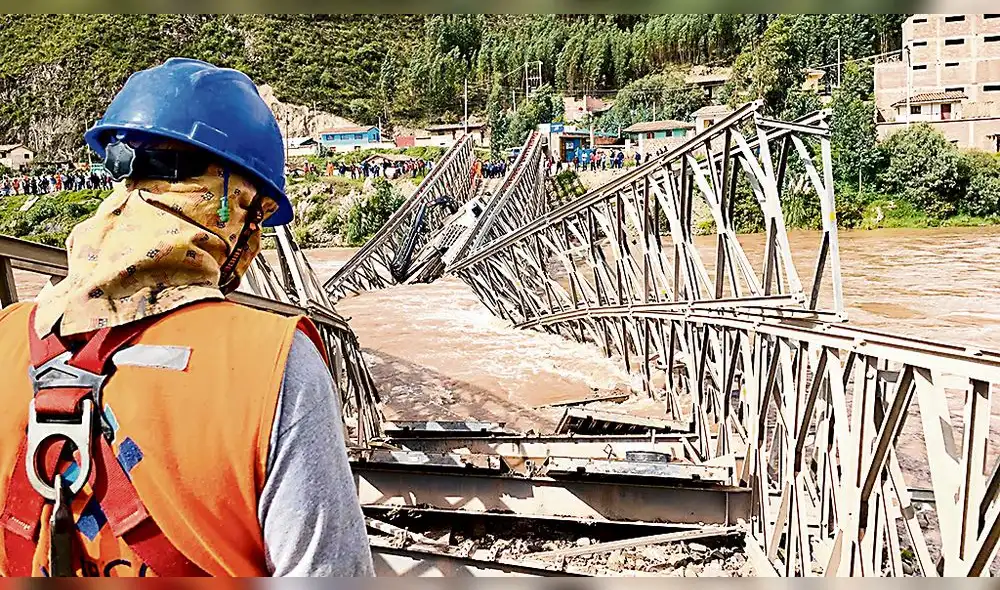 Cusco: Se rompe puente en Urcos cuando lo desmontaban 