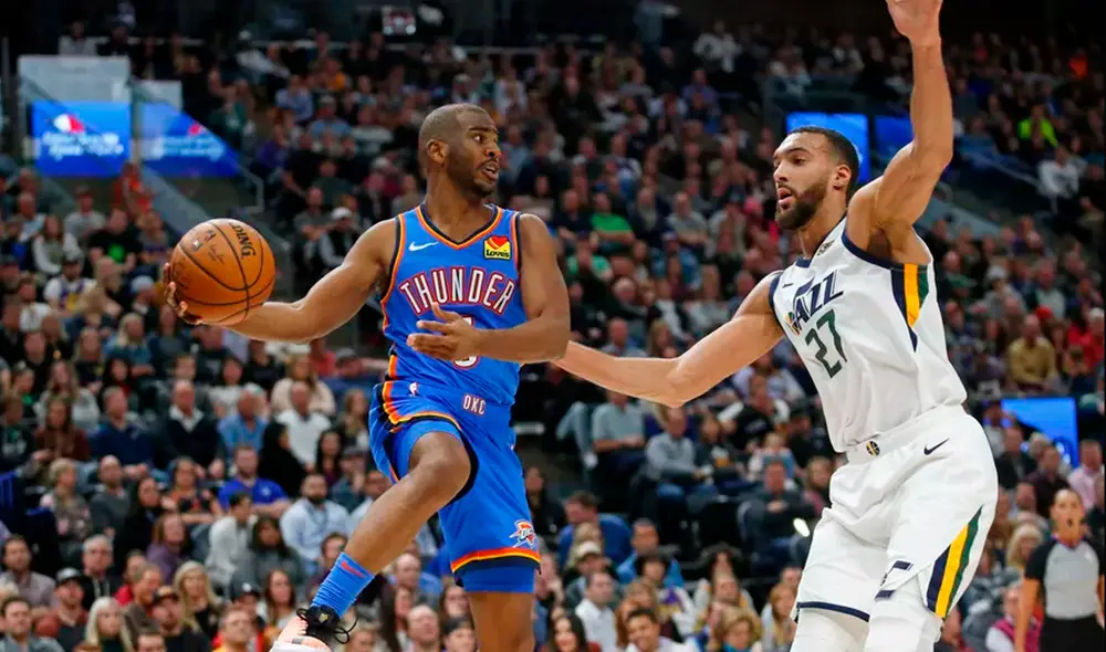 El juego entre los Utah Jazz y los Oklahoma City Thunder quedó suspendido luego de que se confirmara que un jugador de los Jazz dio positivo por coronavirus. Foto: AP. El juego entre los Utah Jazz y los Oklahoma City Thunder quedó suspendido luego de que se confirmara que un jugador de los Jazz dio positivo por coronavirus. Foto: AP.